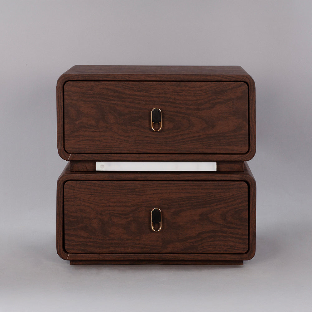 CBD026 - Solid Wood Bedside Table with Leather Wrap, Induction Light & Storage image 8