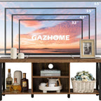 TV008- Rustic Sturdy X-Frame TV Stand with Open Storage image 4