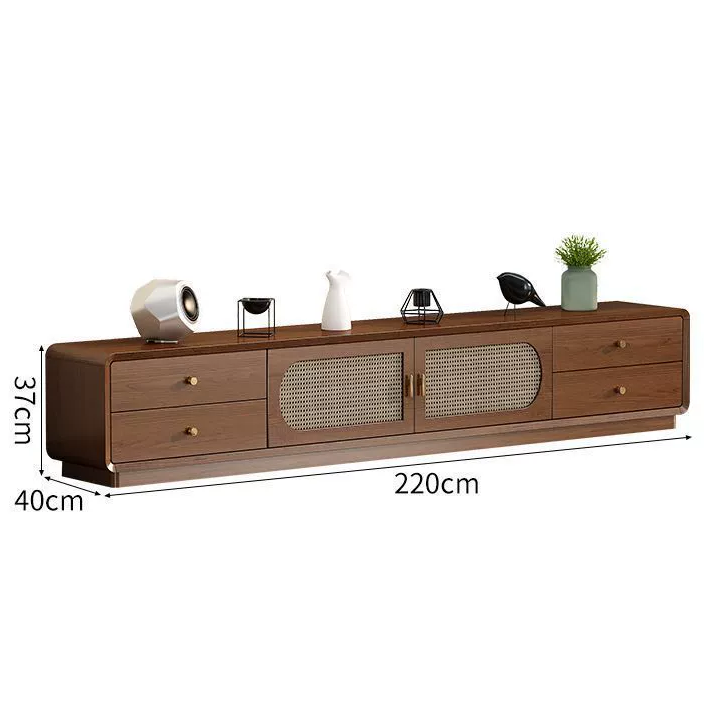 TV013 - Vintage Rattan TV Cabinet with Drawers image 4