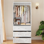 CC056 - Modern White Wardrobe Cabinet with Drawers – Tall Storage Closet image 2