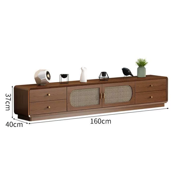 TV013 - Vintage Rattan TV Cabinet with Drawers image 1