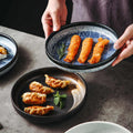 DISH001 - Japanese Vintage Dark Ceramic Dinner Plate image 0