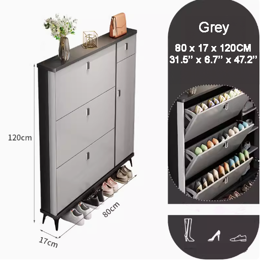 SOCE041 - Slim Entryway Shoe Cabinet with Flip Storage image 8