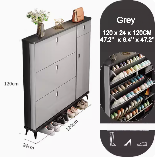 SOCE041 - Slim Entryway Shoe Cabinet with Flip Storage image 13