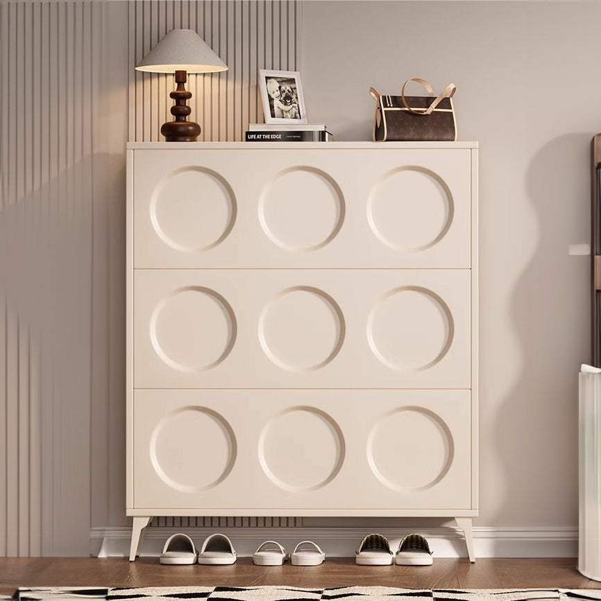 SOCE054 - Elegant French Cream 3 Flip-Down Doors Shoe Cabinet image 0