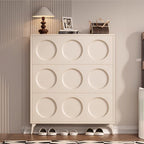 SOCE054 - Elegant French Cream 3 Flip-Down Doors Shoe Cabinet image 0