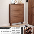 SOCE078 - Mid-Century Modern Walnut Look Shoe Cabinet with 3 Flip-Down Drawers