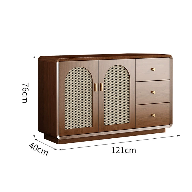 WCK019 - Multi-Functional Storage Cabinet with Faux Rattan Doors and Drawers image 3