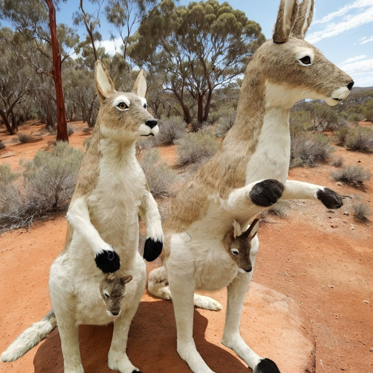 TYP-252/253 - Lifelike Realistic Kangaroo Family Statues image 0