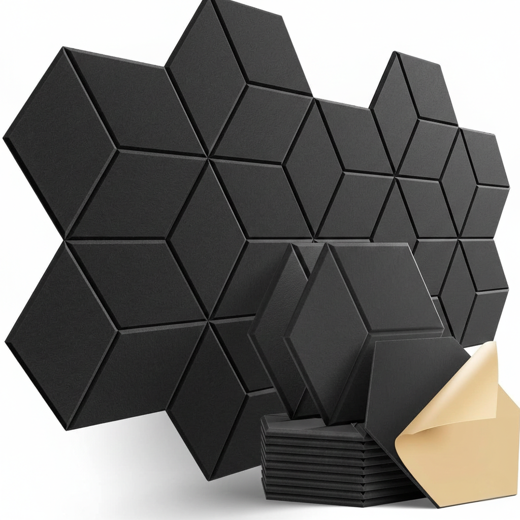 WAP009 - Hexagon Self-Adhesive Acoustic Wall Panels Sound Absorbing Wall Sticker image 1