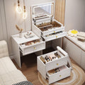 DR024 - Modern White Vanity Desk with Flip-Top LED Mirror & Storage Cabinet image 0