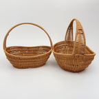 BAS004 - Oval Handwoven Rattan-Style Basket with Thick Handle image 1