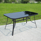 ODS006 - Outdoor Black Rectangular Patio Table with Glass Tabletop image 3