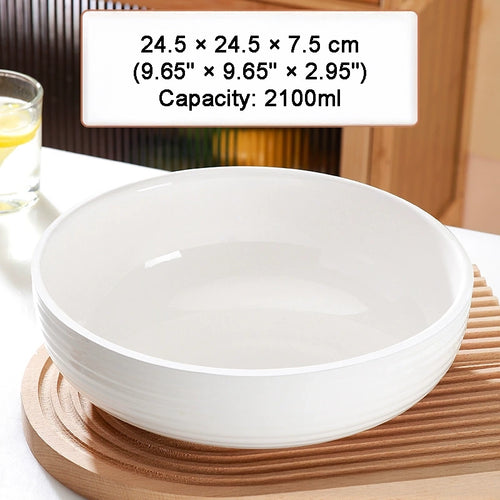 BOWL014 - White Ceramic Large Bowl – Classic Soup Bowl for Everyday Dining image 1