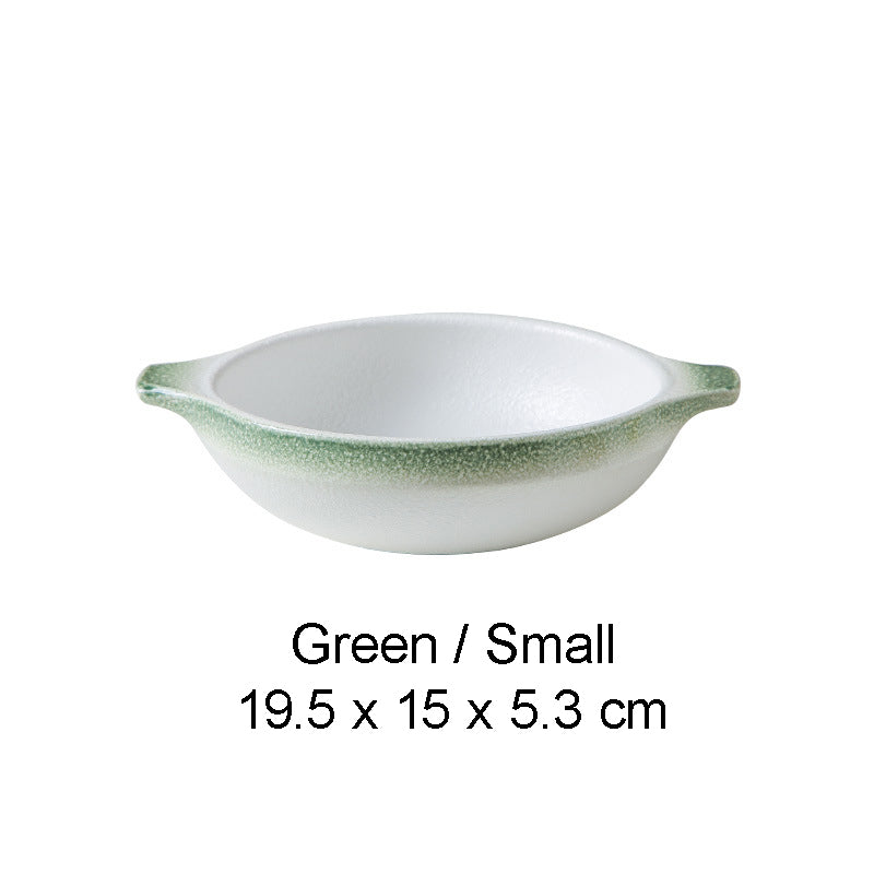 BOWL001 - White Double-Handle Ceramic Soup Plate | Underglaze Serving Dish image 4