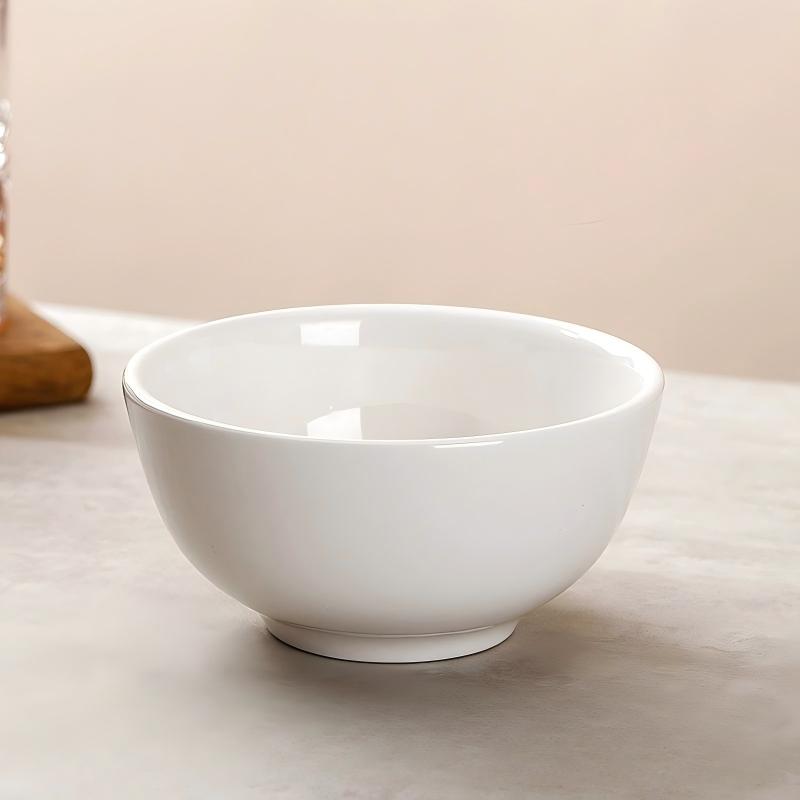 BOWL013 - Pure White Ceramic Rice Bowl – Classic Dining Bowl image 2