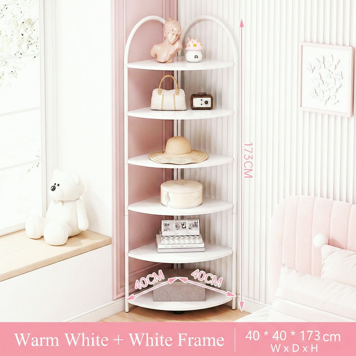 BS053 - Triangular Corner Storage Cabinet Shelf for Bedroom & Living Space image 1