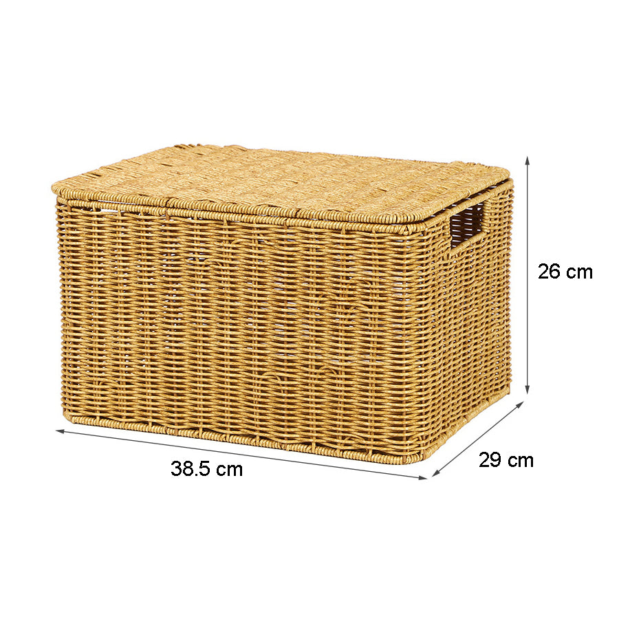 BAS011 - Rectangular Rattan-Style Storage Basket with Lid image 5