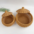 BAS008 - Natural Handwoven Rattan Basket with Lid image 2