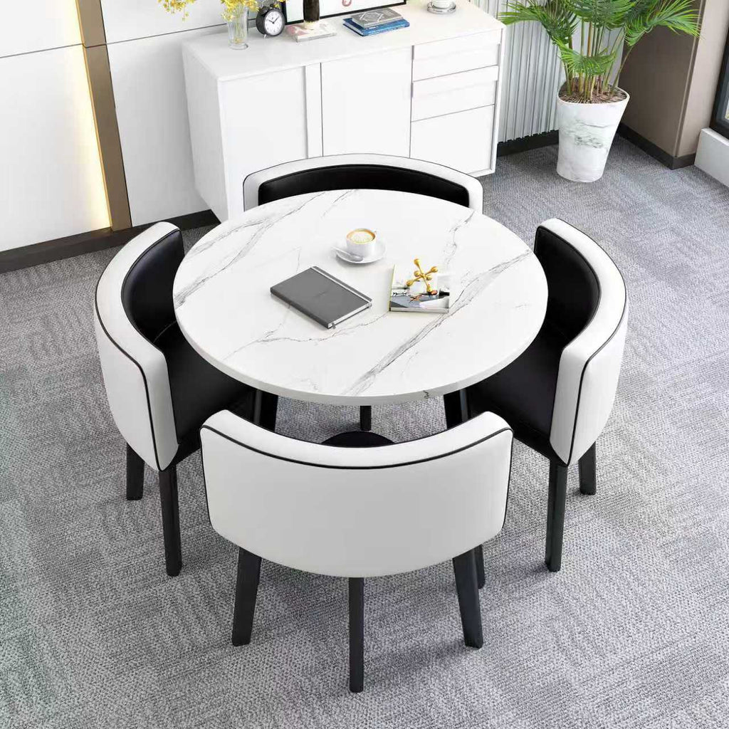 LDF026 - Space-Saving Round Table and 4 Chairs Set image 1
