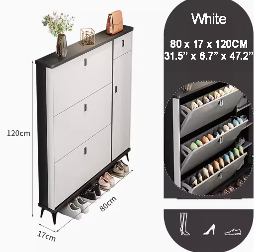 SOCE041 - Slim Entryway Shoe Cabinet with Flip Storage image 2