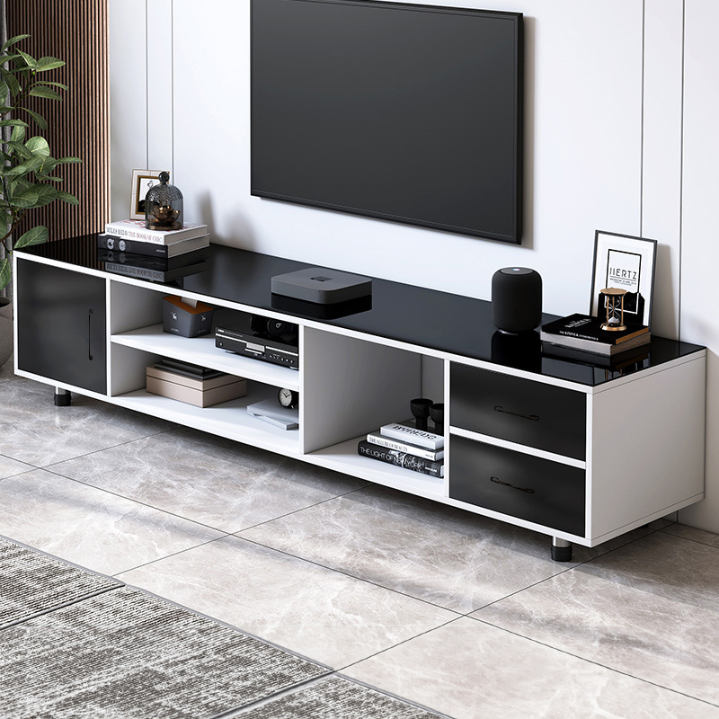 TV010 - Sleek Minimalist TV Stand with Glass Top image 2