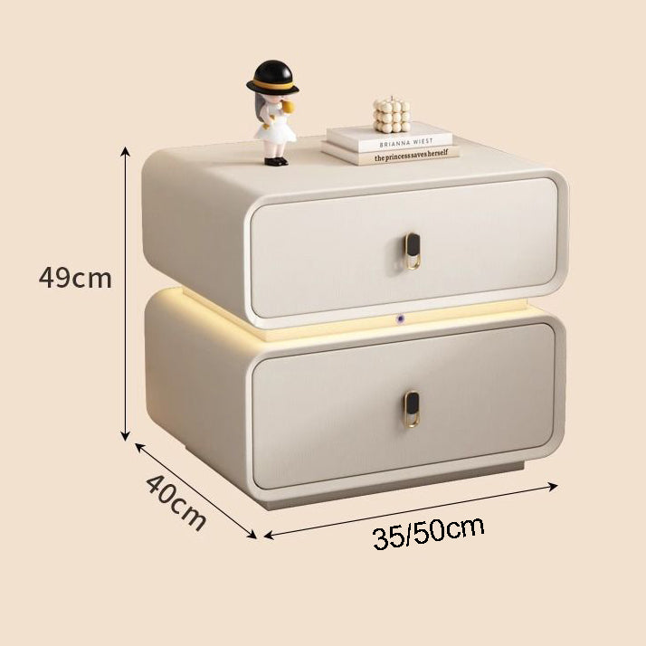 CBD026 - Solid Wood Bedside Table with Leather Wrap, Induction Light & Storage image 5