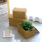 BAS011 - Rectangular Rattan-Style Storage Basket with Lid image 2