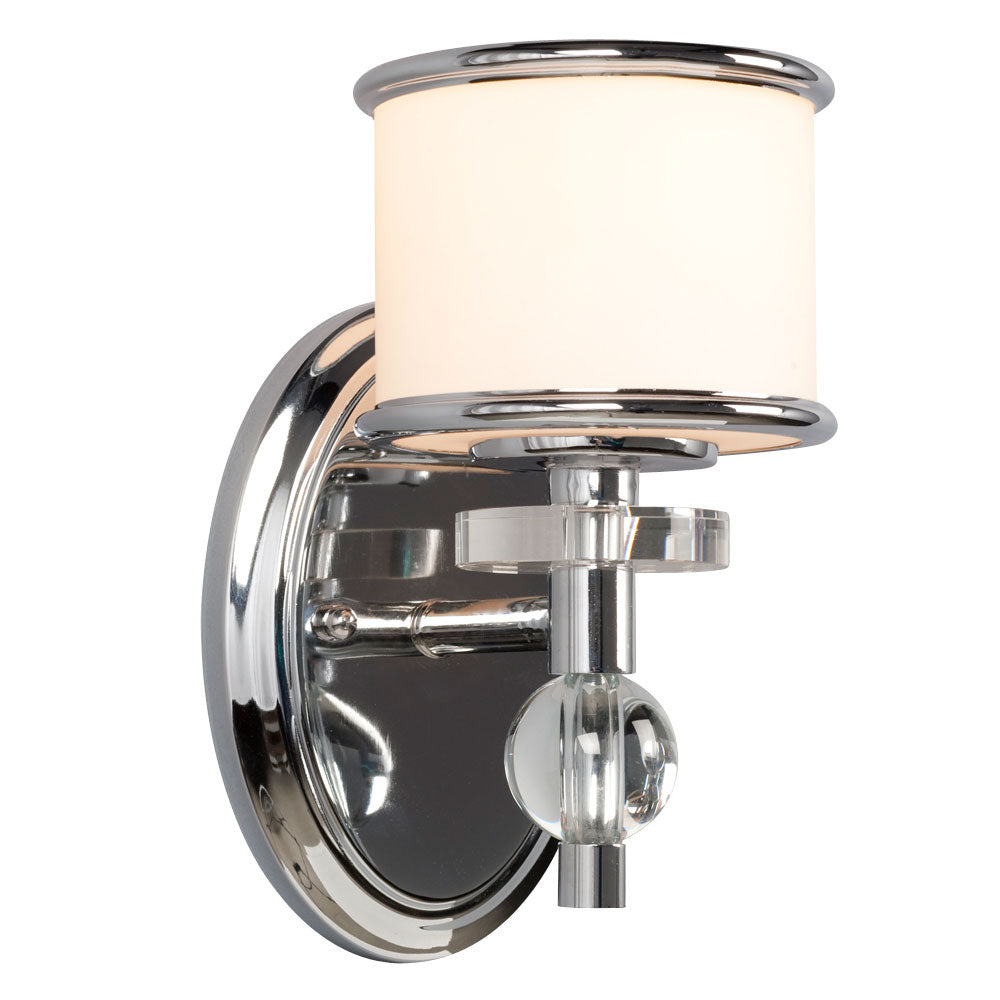 712061CH - Single Light Vanity - Chrome with White Glass