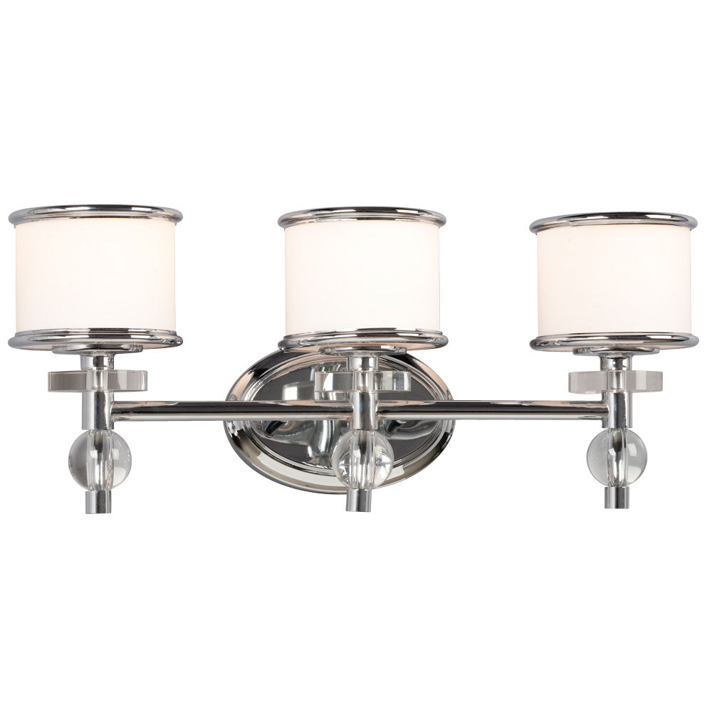 712063CH - Three Light Vanity - Chrome with White Glass