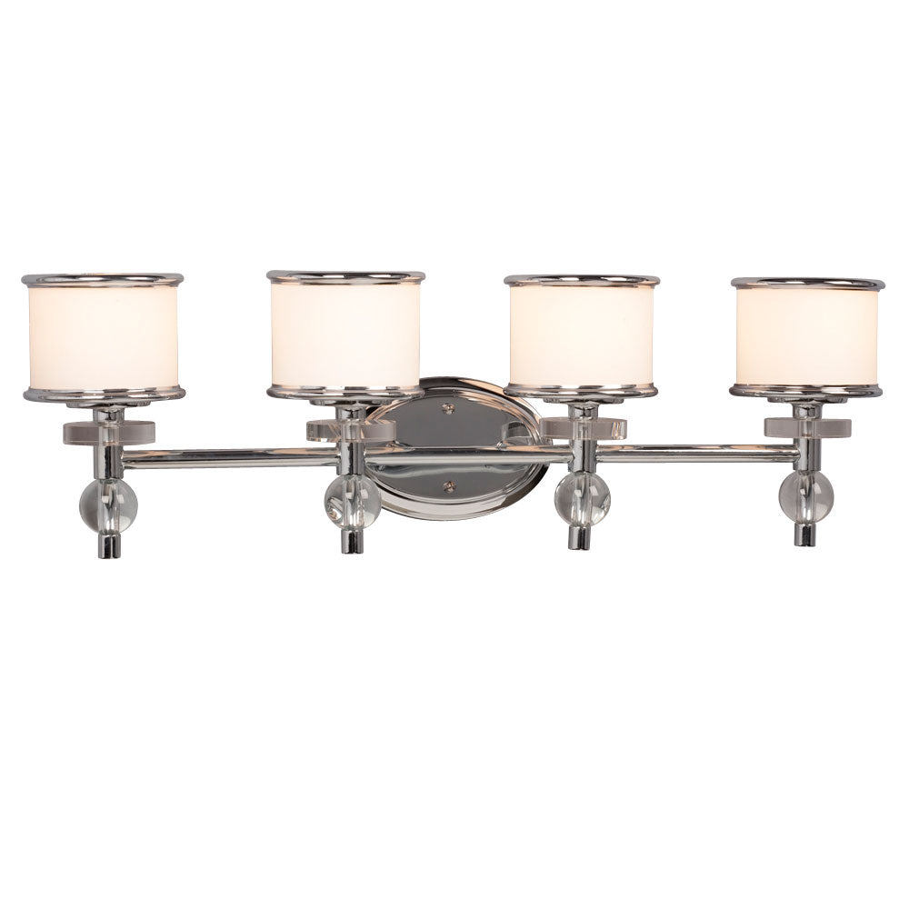 712064CH - Four Light Vanity - Chrome with White Glass