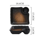 DISH007 - Ceramic Dumpling Plate with Sauce Dish | Partitioned Appetizer Plate image 4