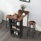 BAR003 - 3-Piece Pub Bar Table Set with Storage Shelves image 3