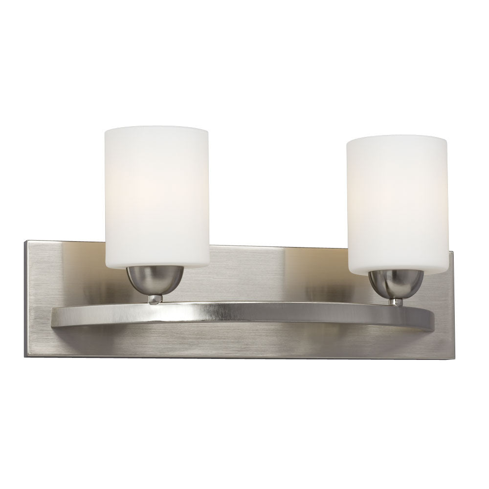 723962BN/WH - 2L VANITY BN with White Glass