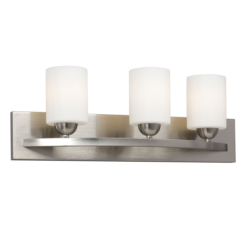 723963BN/WH - 3L VANITY BN with White Glass