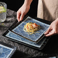 DISH008 - Wave Pattern Ceramic Square Plate | Flat Dinner & Serving Dish image 0