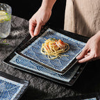 DISH008 - Wave Pattern Ceramic Square Plate | Flat Dinner & Serving Dish image 0