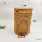 BAS009 - Round Woven Rattan Pedal Trash Bin with Lid image 5