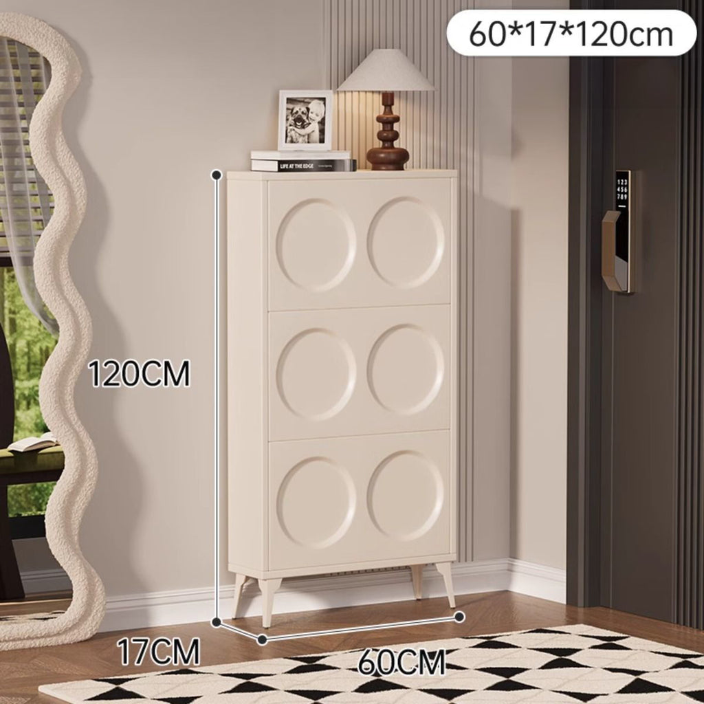 SOCE054 - Elegant French Cream 3 Flip-Down Doors Shoe Cabinet image 4