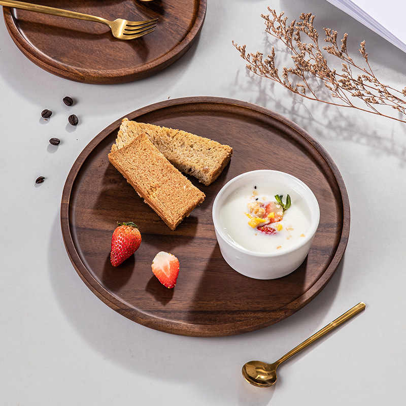 TRAY003 - Round Wooden Tray | Tea & Snack Serving Plate image 1