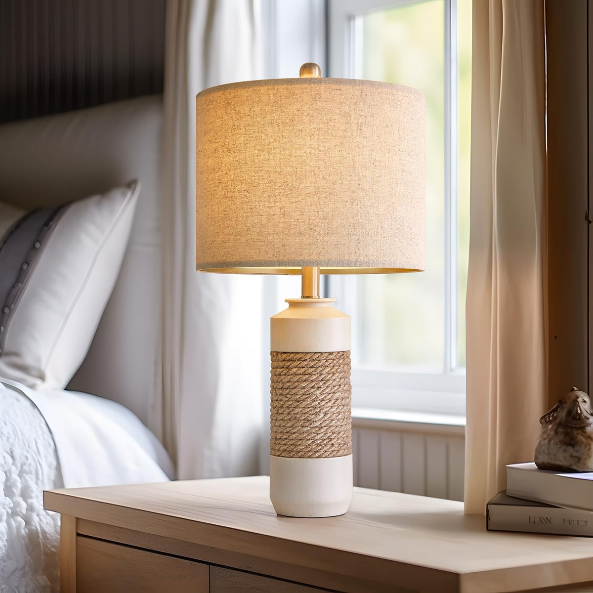 FL004 - Vintage Farmhouse Rattan Table Lamps image 3