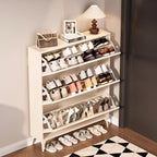 SOCE054 - Elegant French Cream 3 Flip-Down Doors Shoe Cabinet image 2