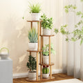 PS046 - Multi-Tier Round Tray Design Bamboo Floor Plant Stand image 0