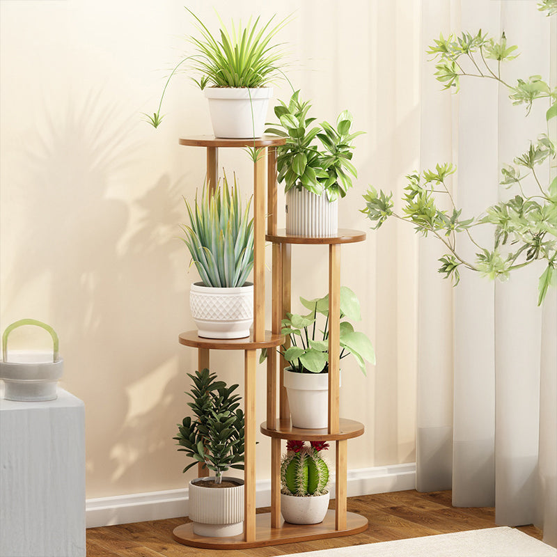 PS046 - Multi-Tier Round Tray Design Bamboo Floor Plant Stand image 0