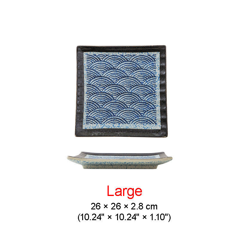 DISH008 - Wave Pattern Ceramic Square Plate | Flat Dinner & Serving Dish image 4