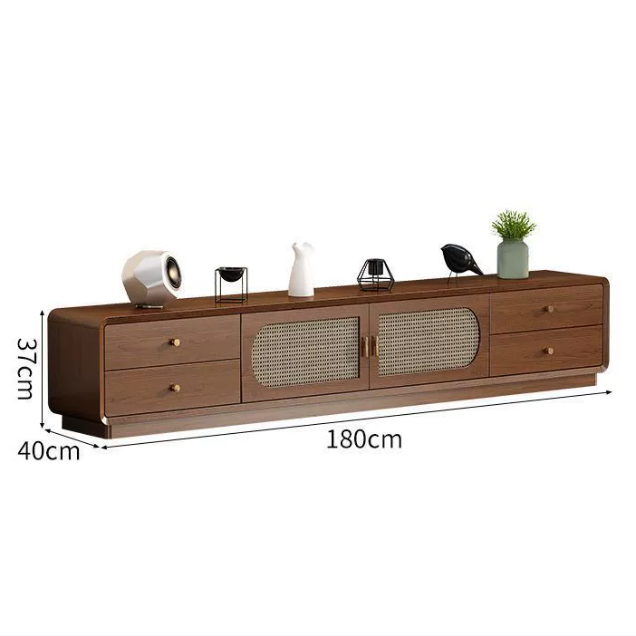 TV013 - Vintage Rattan TV Cabinet with Drawers image 2