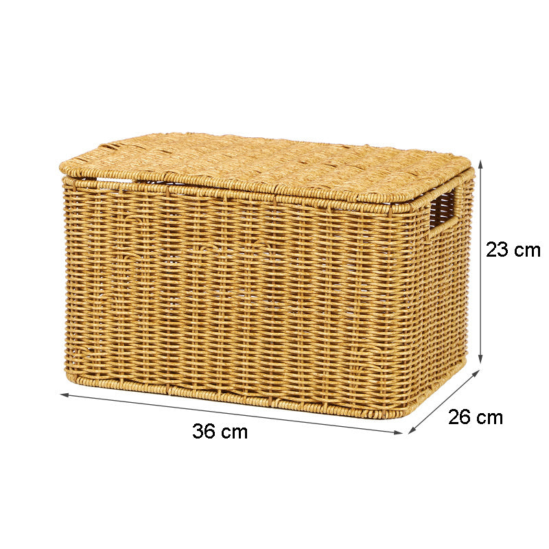 BAS011 - Rectangular Rattan-Style Storage Basket with Lid image 4