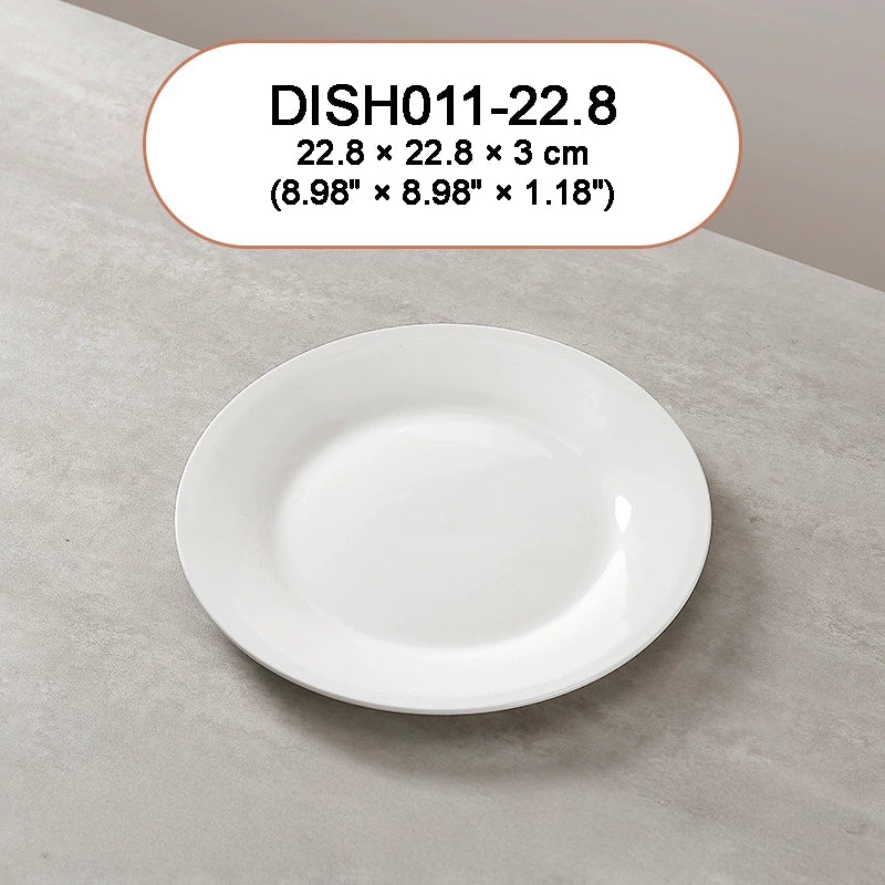 DISH011 - White Ceramic Flat Plate – Shallow Dish for Everyday Dining image 4