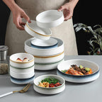 DISH002 - Creative Frosted Ceramic Bowl & Deep Plate image 0