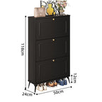 SOCE053 - Slim Black 3 Flip Drawers Wooden Space-Saver Shoe Cabinet image 4